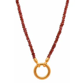 Garnet Circle 24K Gold Vermeil Necklace