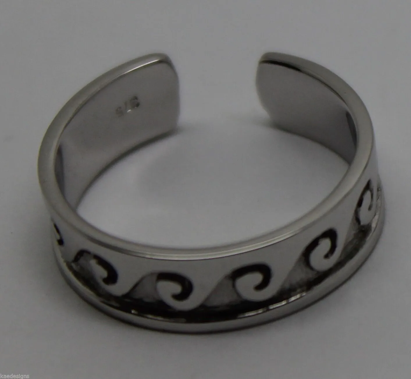 Genuine Full Solid 9ct Yellow or Rose or White Gold or Sterling silver Surf Wave Toe Ring