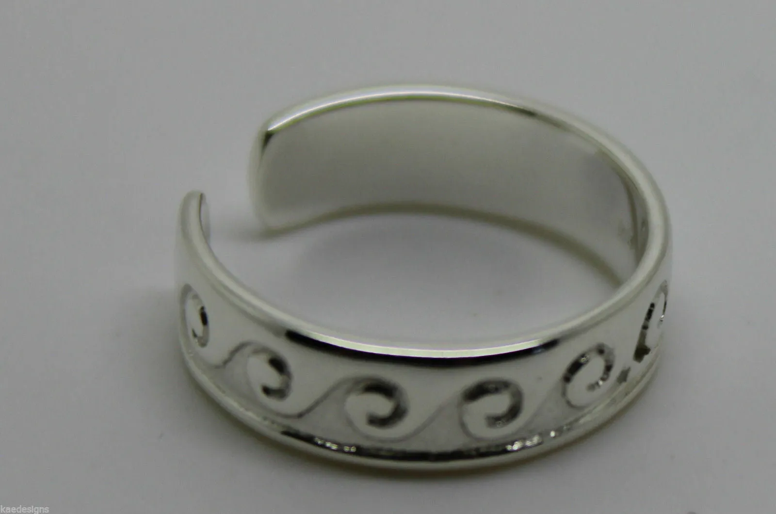 Genuine Full Solid 9ct Yellow or Rose or White Gold or Sterling silver Surf Wave Toe Ring