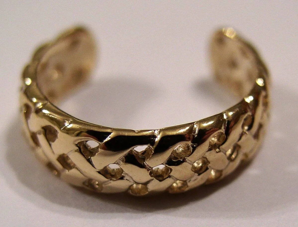 Genuine Solid 9ct Yellow or Rose or White Gold or Sterling Silver Weave Toe Ring  264