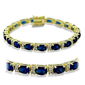 Gold Brass Bracelet with Synthetic Spinel in Sapphire for Women Style 415504