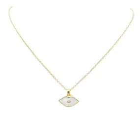 Gold CZ Evil Eye Pendant Necklace