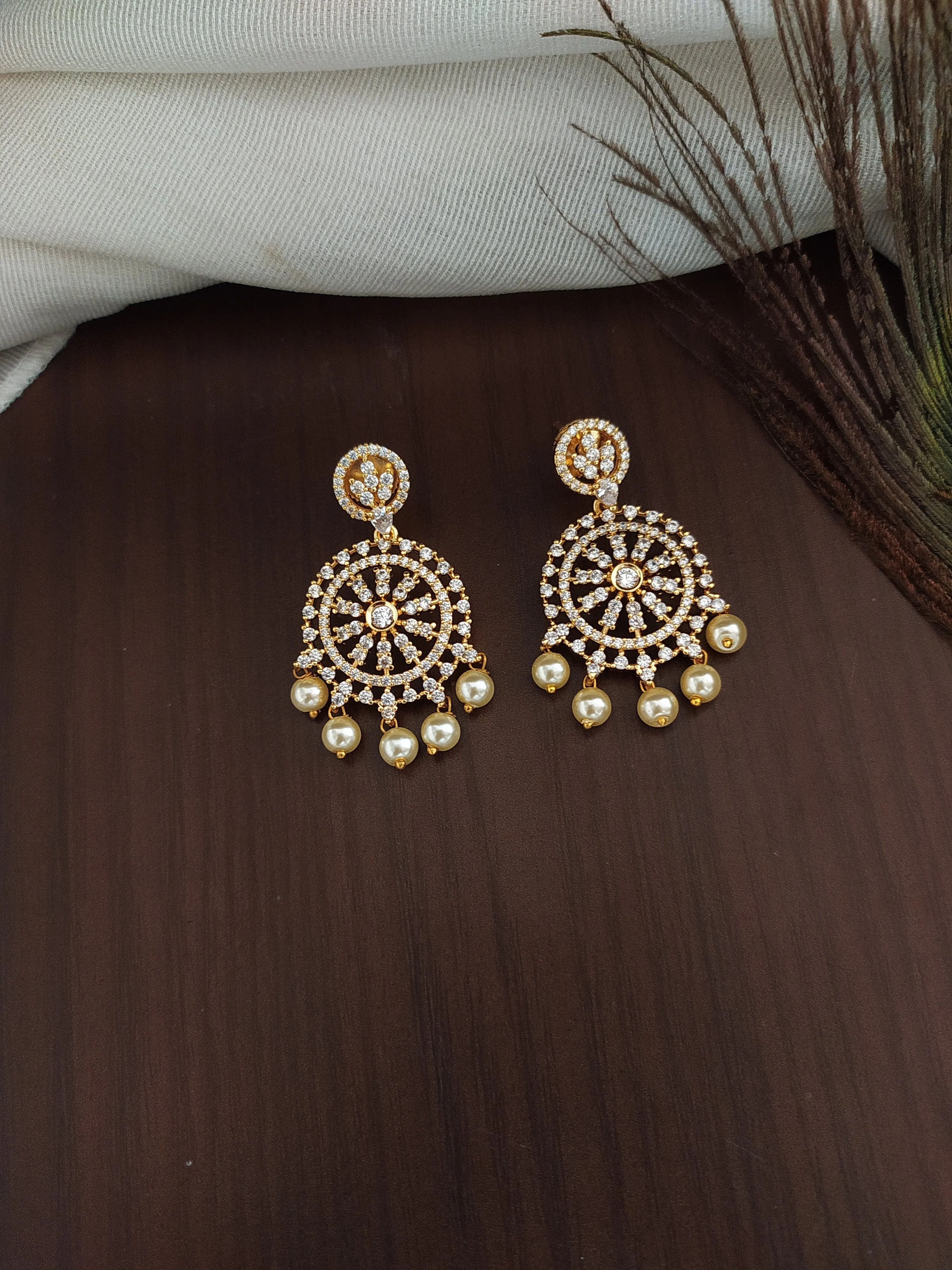 Gold-plated Zircon Long Set With Golden Balls