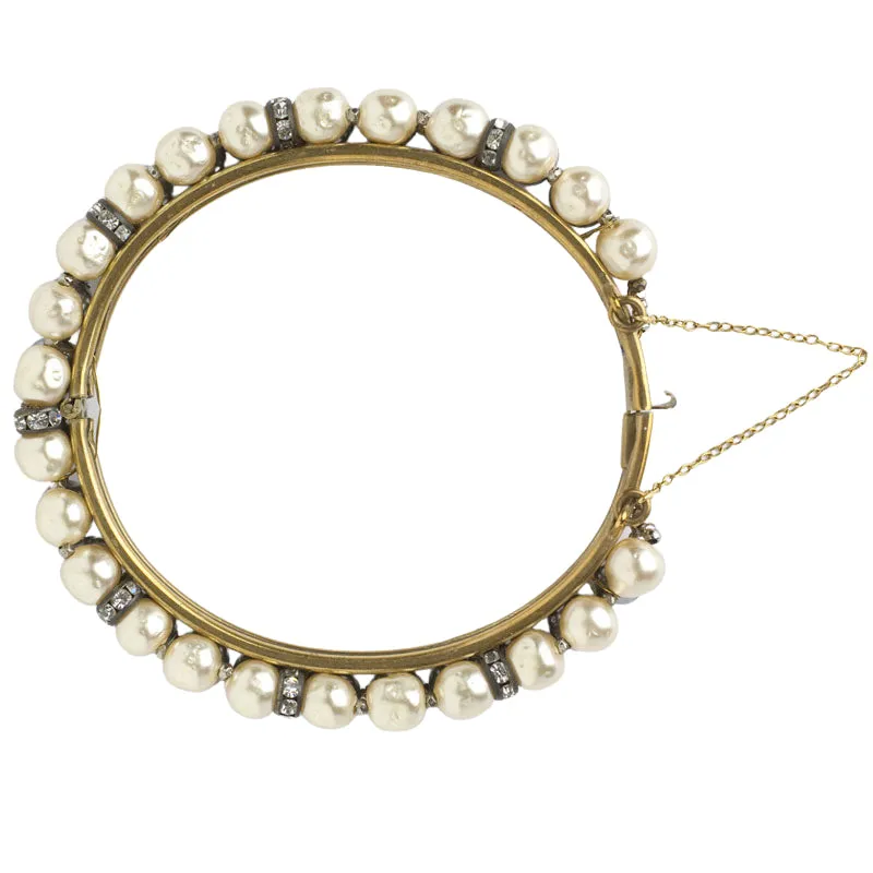 Grey & Cream Baroque Pearl Bangle Bracelet