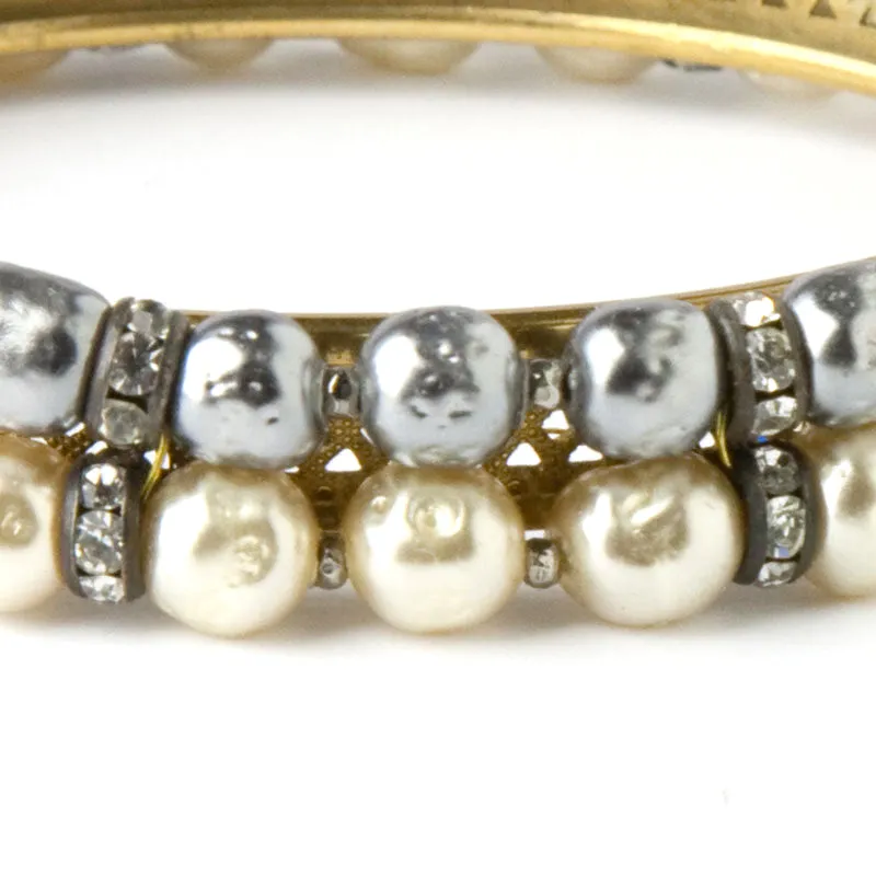 Grey & Cream Baroque Pearl Bangle Bracelet
