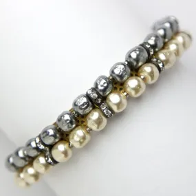 Grey & Cream Baroque Pearl Bangle Bracelet