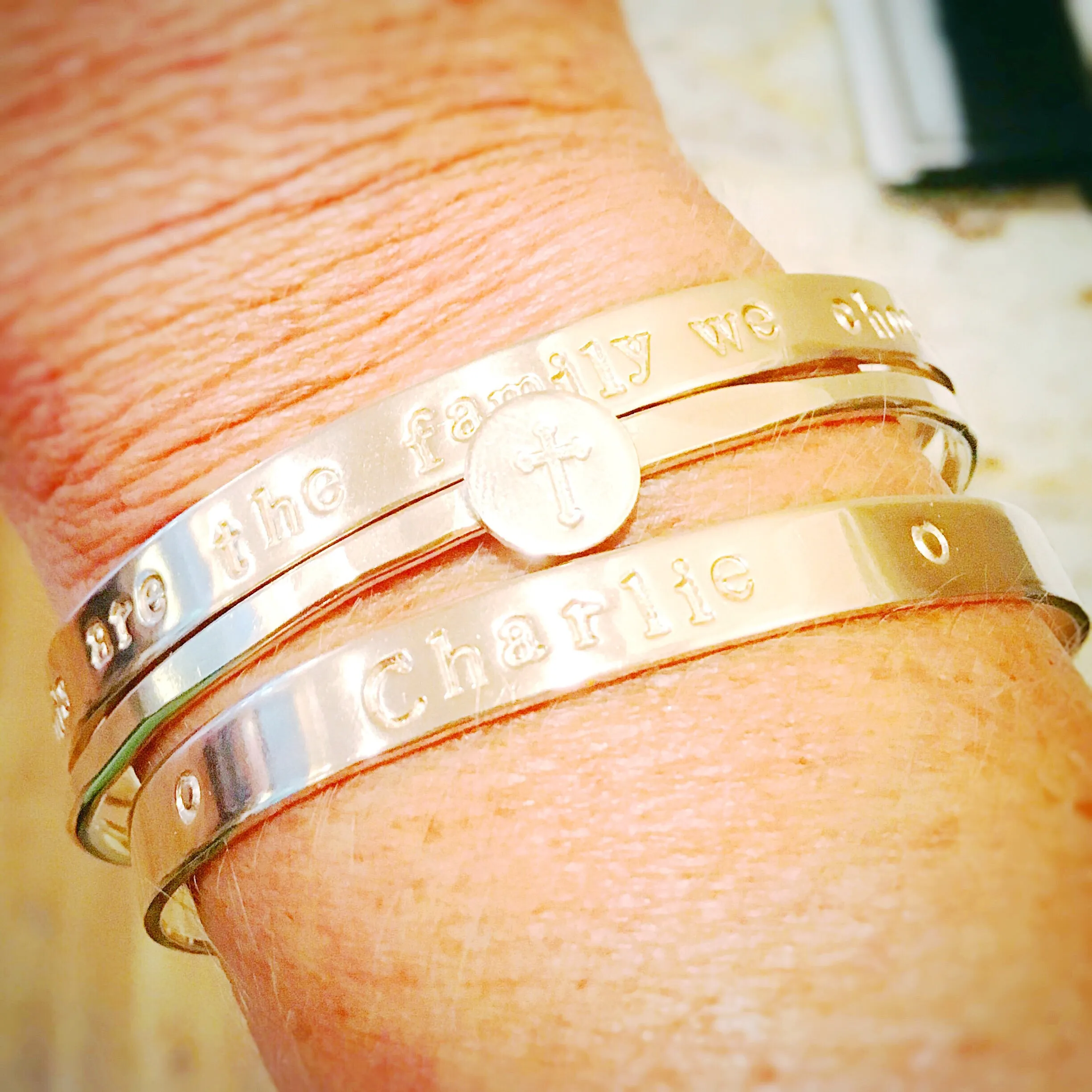 Hammered Ribbon Bangle in silver