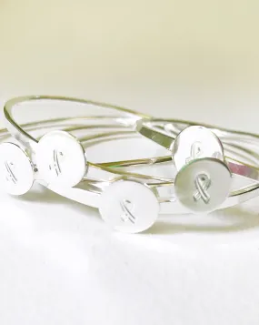Hammered Ribbon Bangle in silver