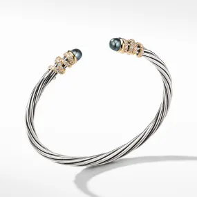 Helena End Station Bracelet with Gray Pearls, Diamonds and 18K Gold, 4mm