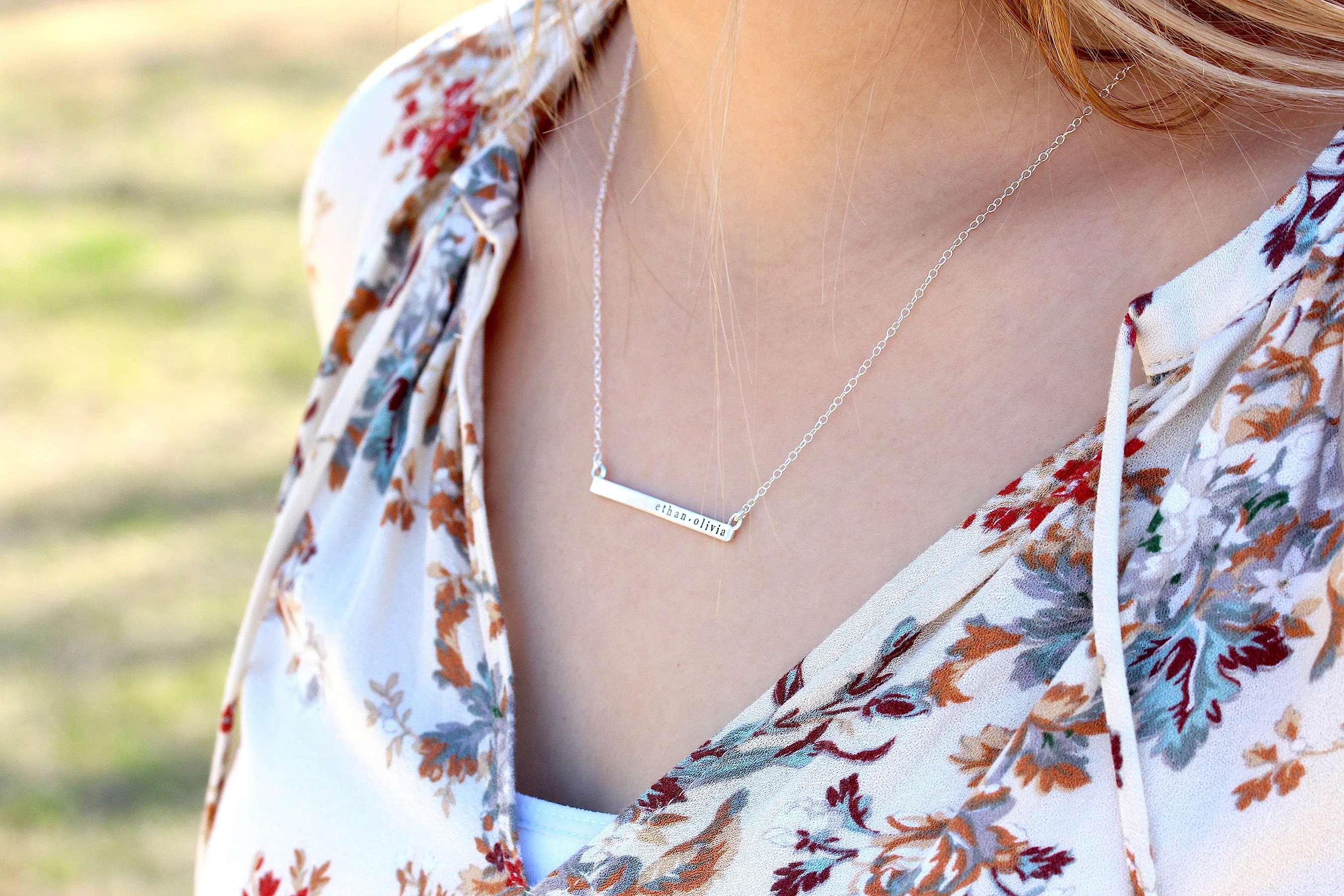 horizontal bar necklace { sterling silver }