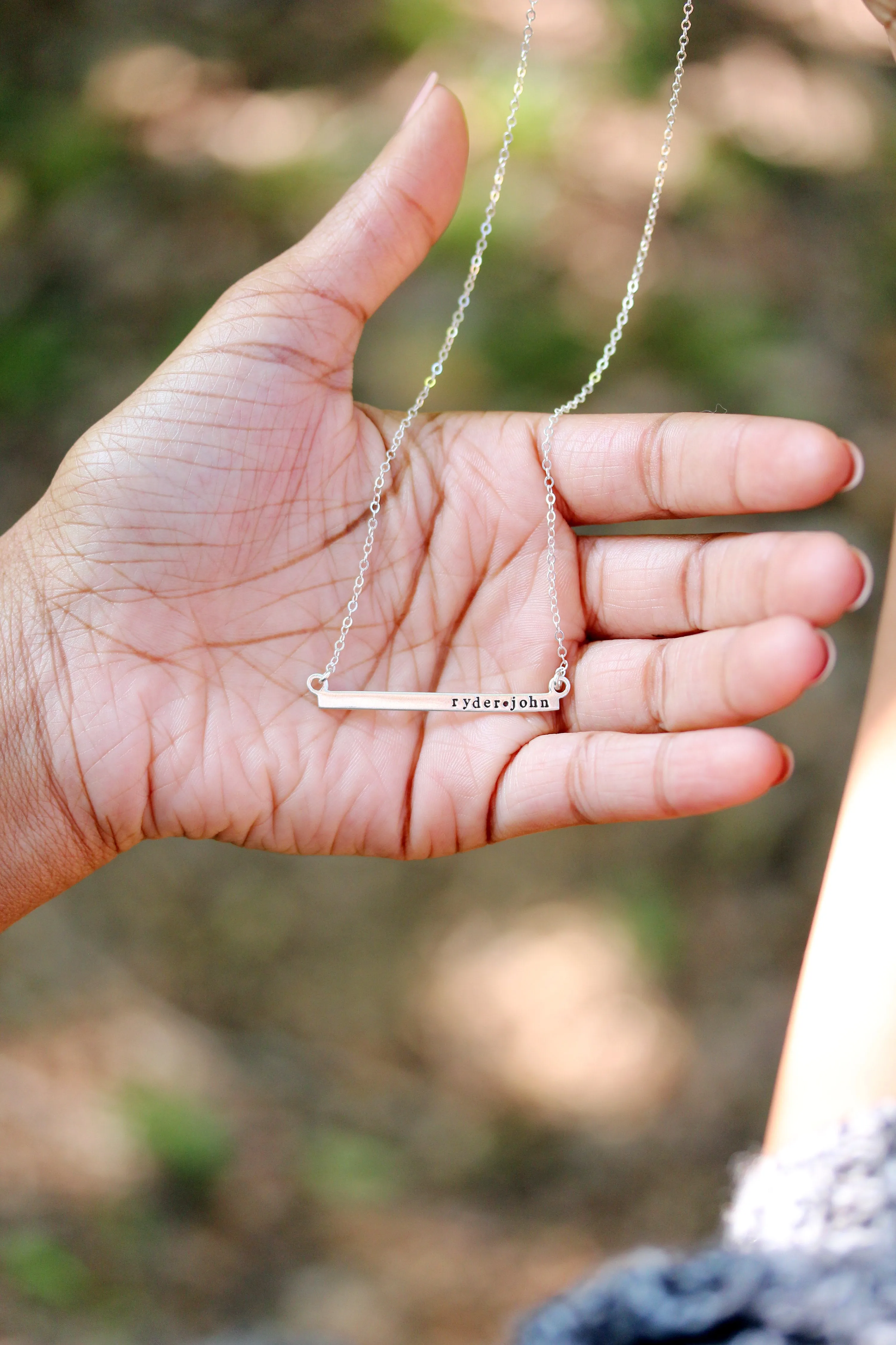 horizontal bar necklace { sterling silver }