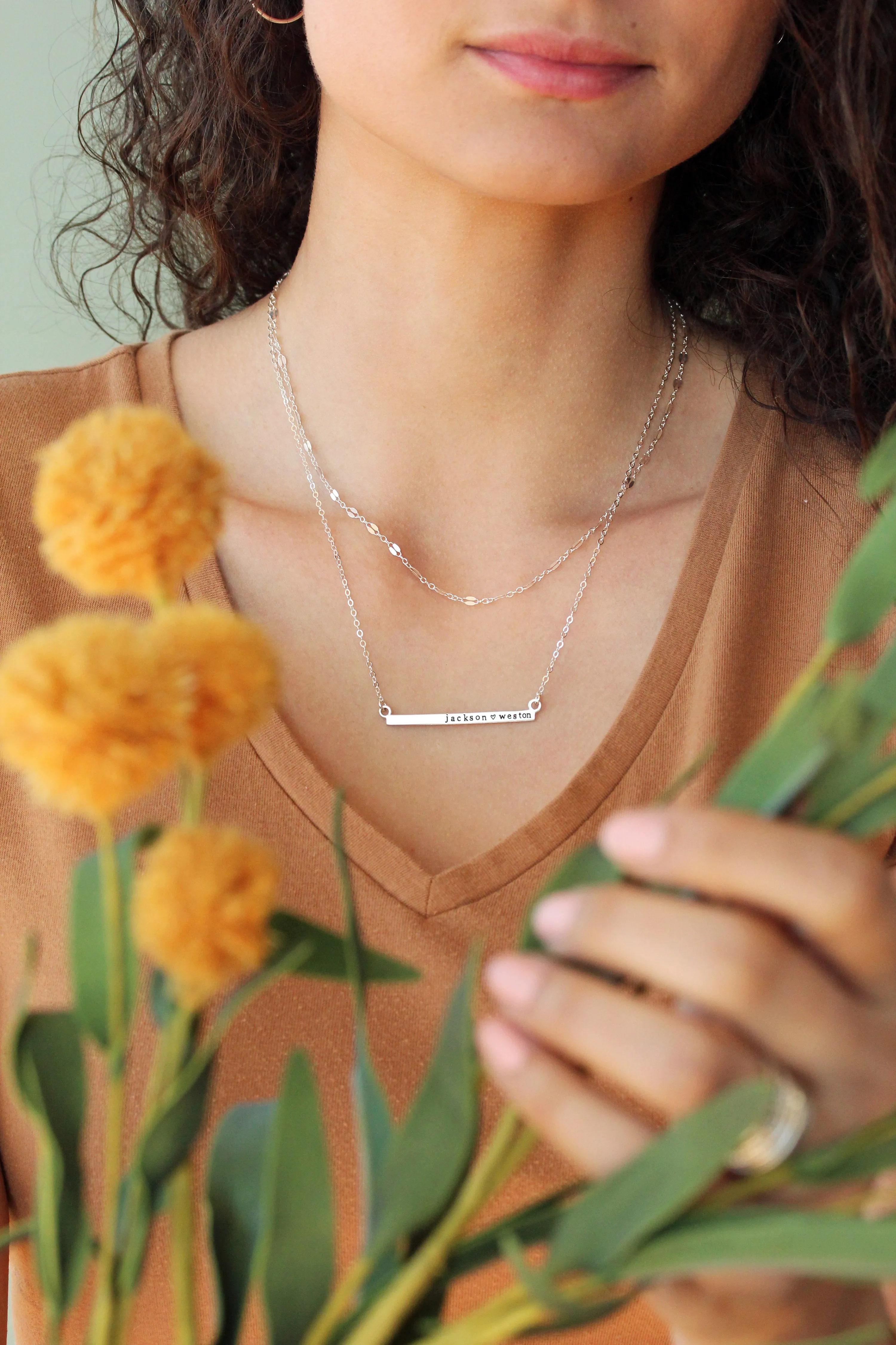 horizontal bar necklace { sterling silver }
