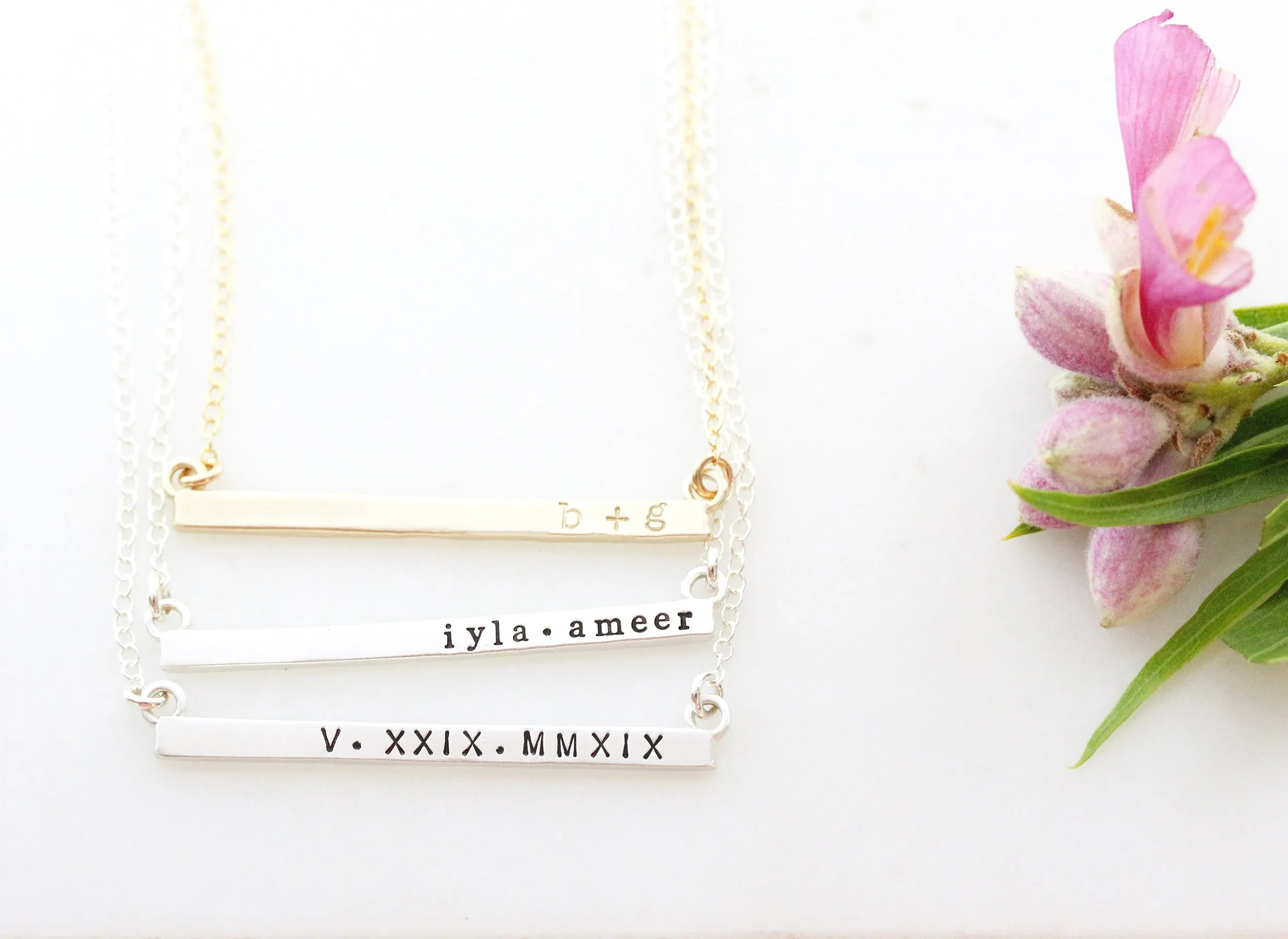 horizontal bar necklace { sterling silver }