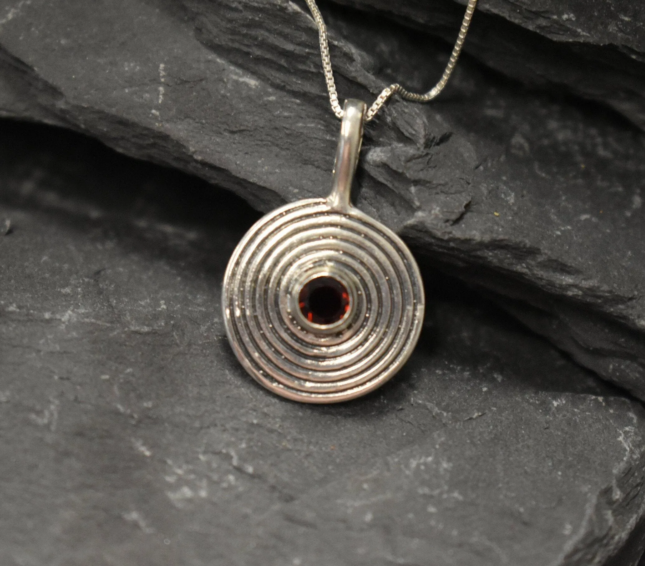 Infinity Garnet Necklace - Real Garnet Necklace - Red Statement Pendant