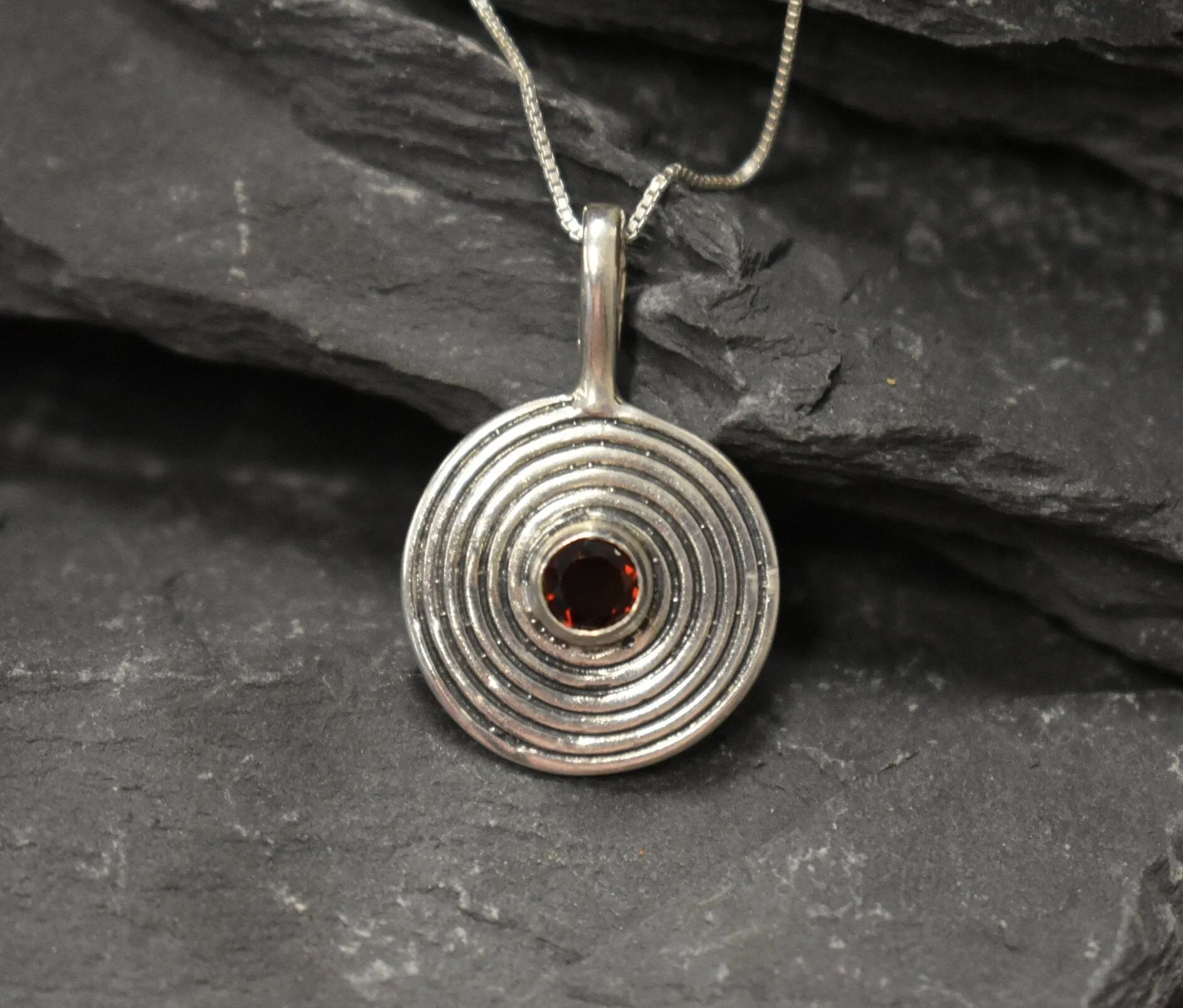 Infinity Garnet Necklace - Real Garnet Necklace - Red Statement Pendant