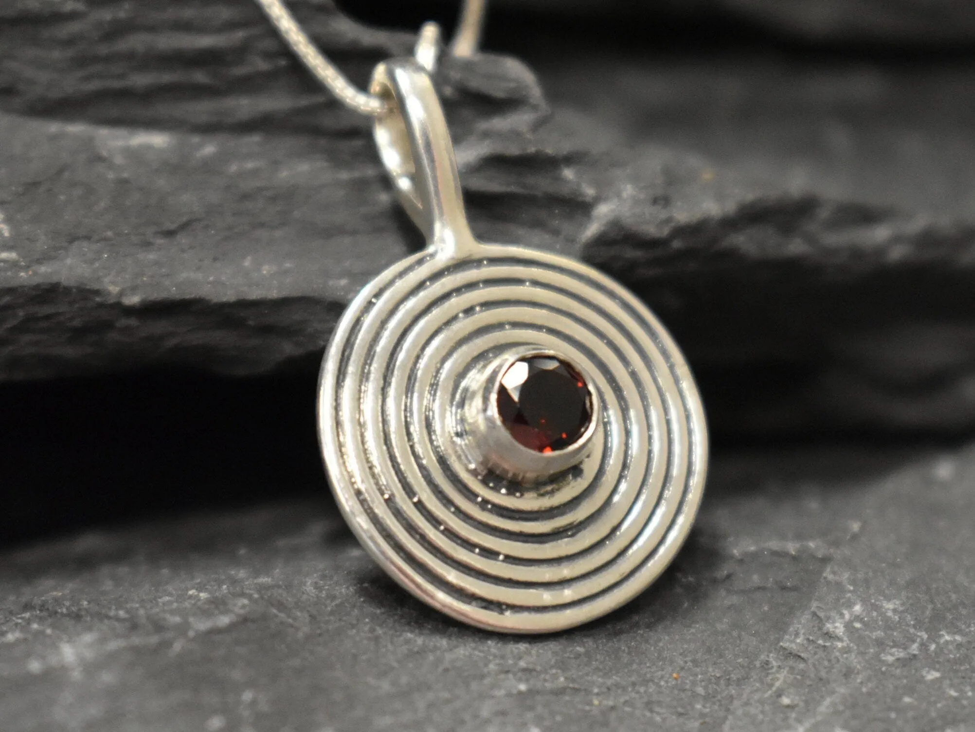 Infinity Garnet Necklace - Real Garnet Necklace - Red Statement Pendant