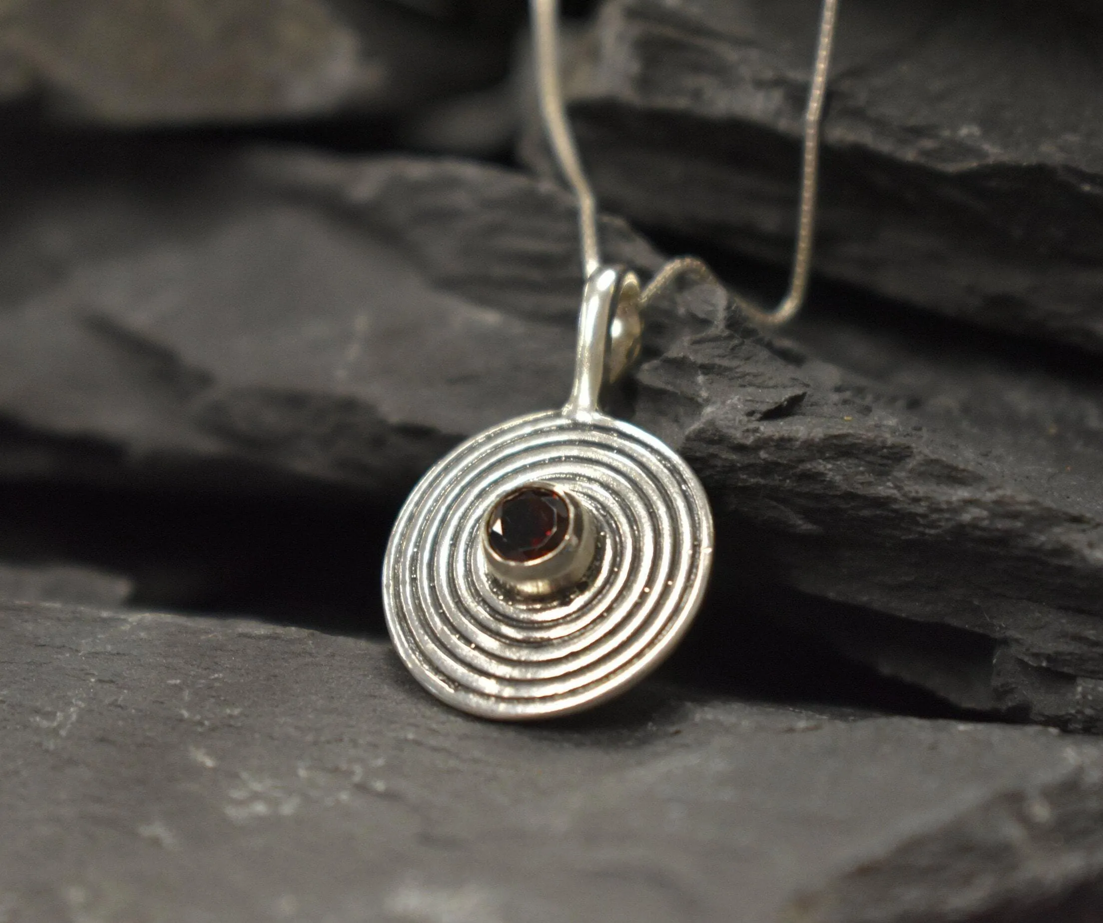 Infinity Garnet Necklace - Real Garnet Necklace - Red Statement Pendant