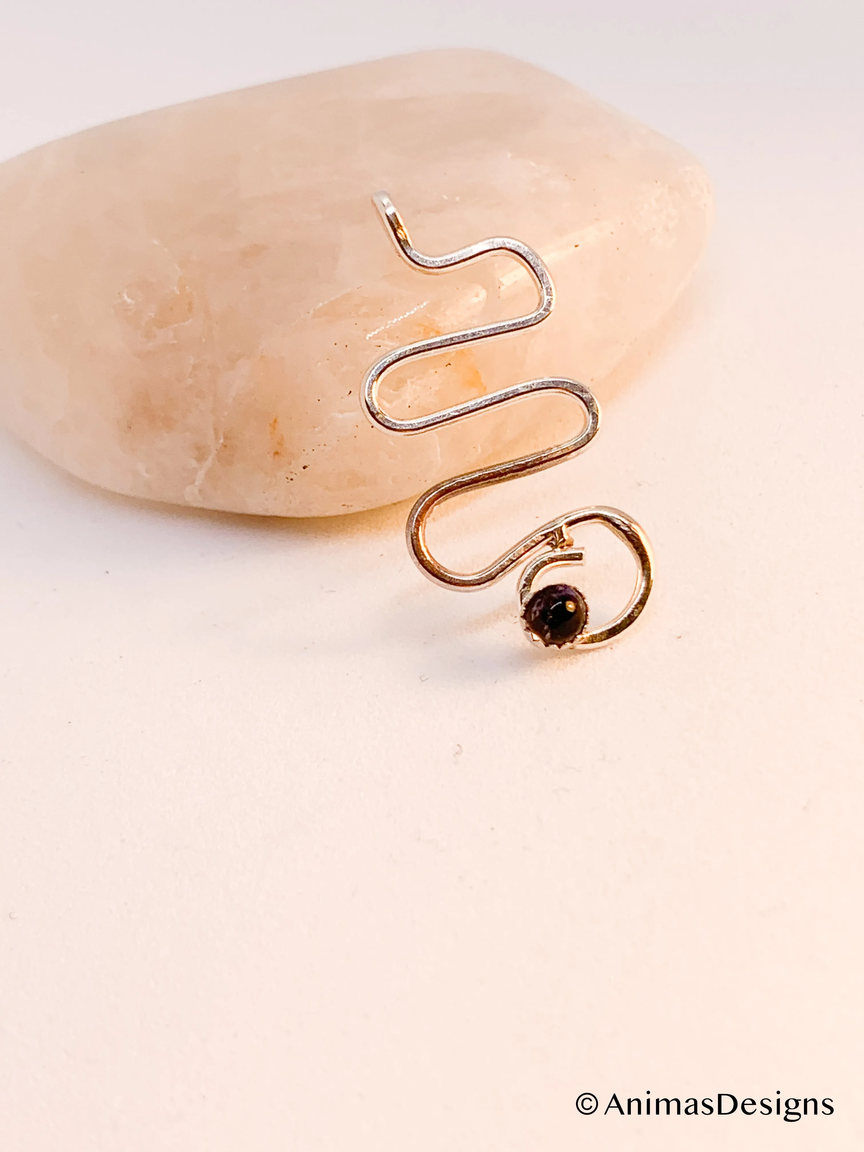 Iolite Sterling Silver Spiral Geometric Necklace