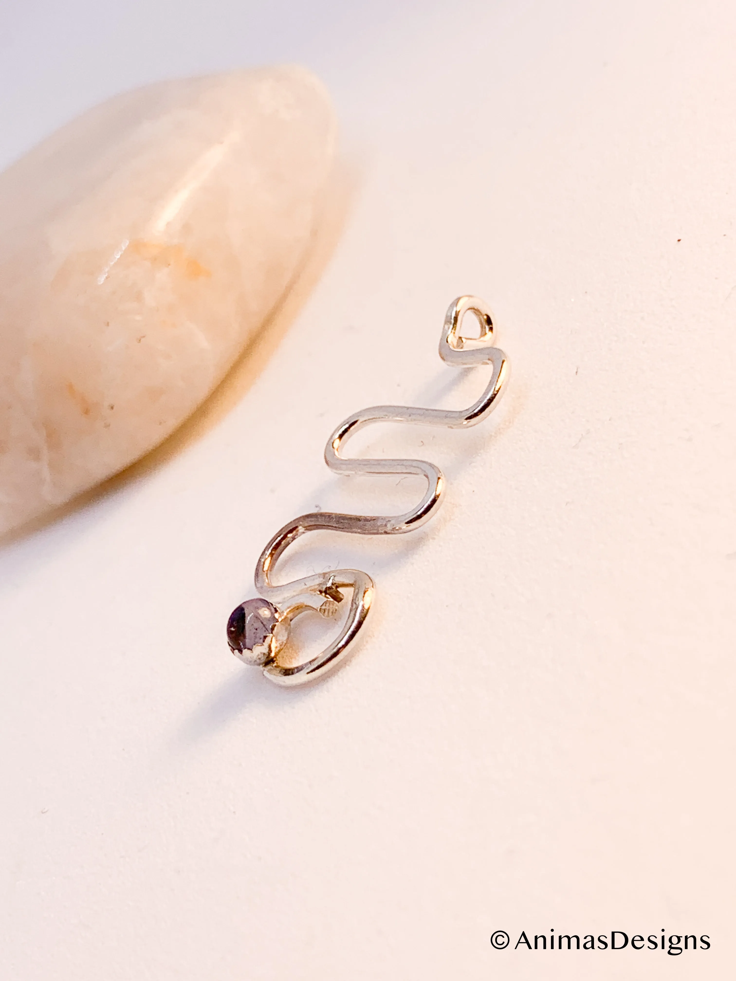 Iolite Sterling Silver Spiral Geometric Necklace