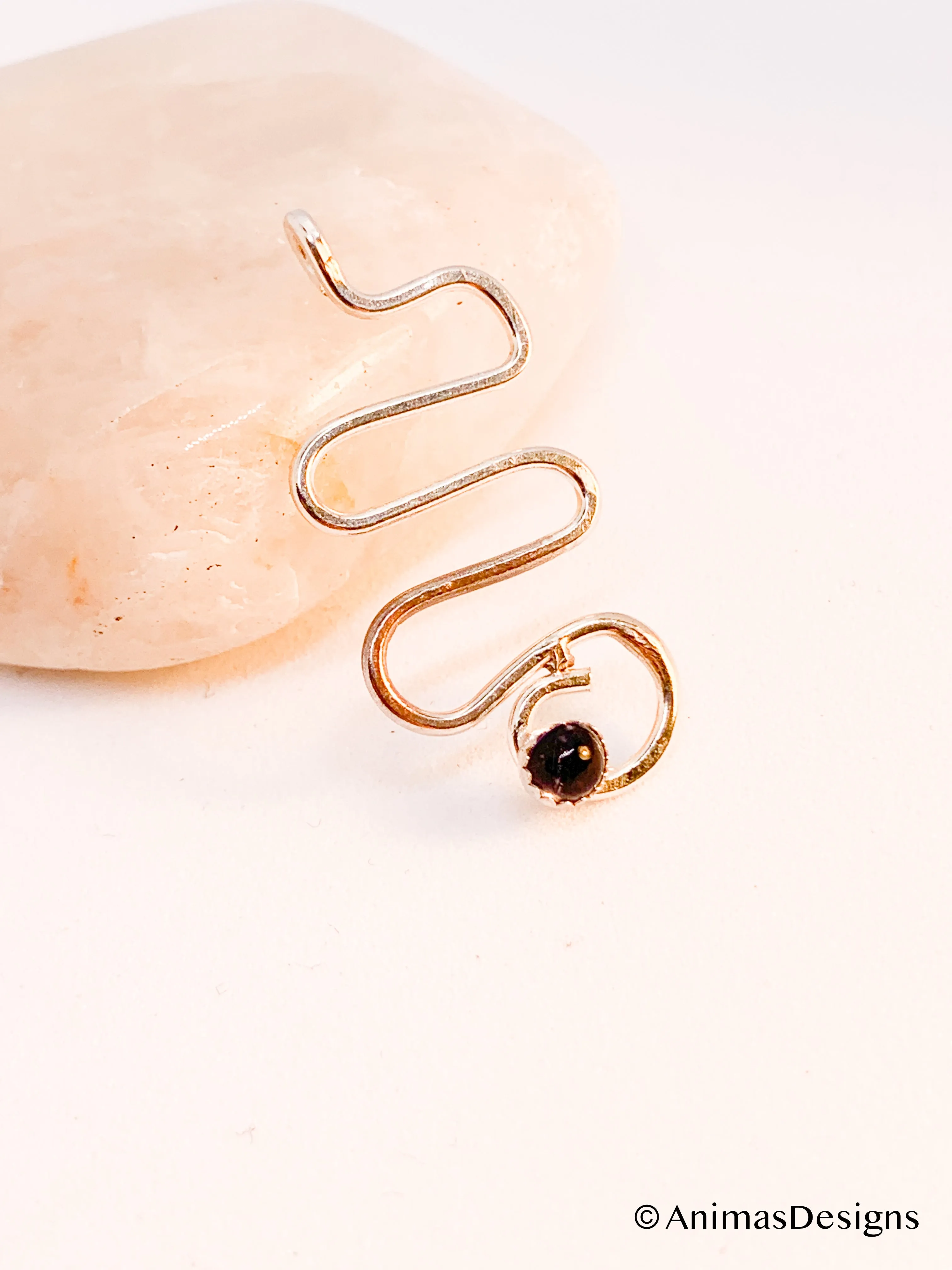 Iolite Sterling Silver Spiral Geometric Necklace