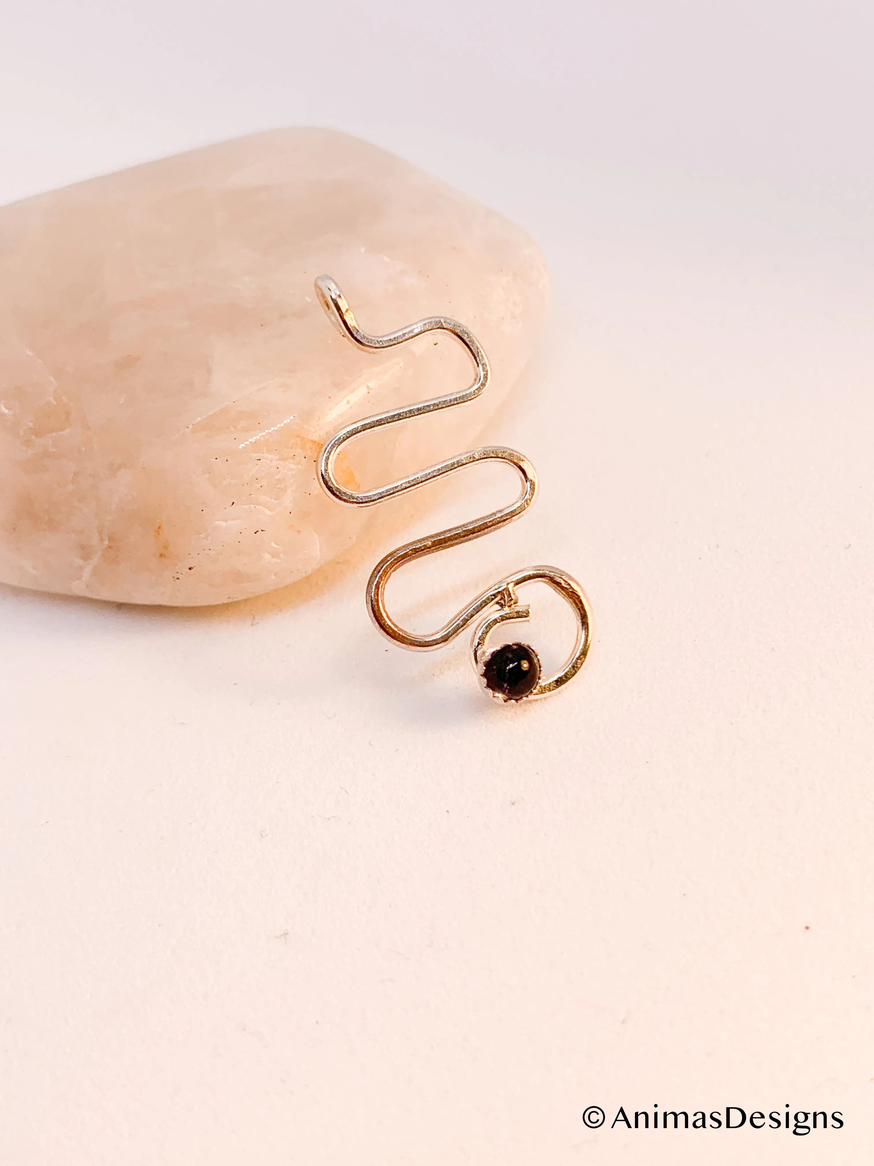 Iolite Sterling Silver Spiral Geometric Necklace