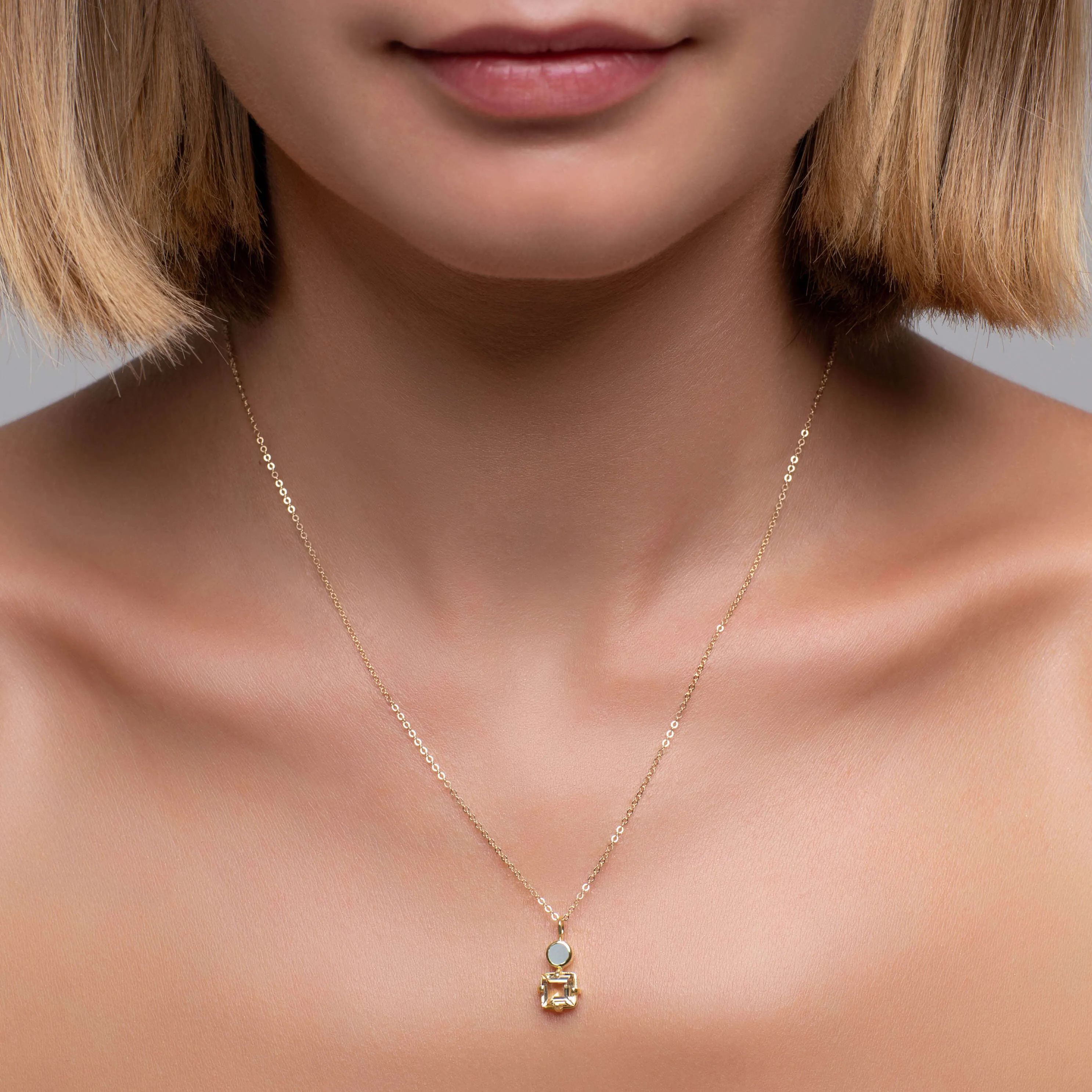 Isola Bella Gold Citrine and Green Amethyst Necklace