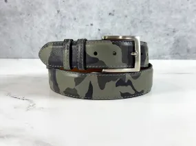 Italian Calf Belt: Grey Camo