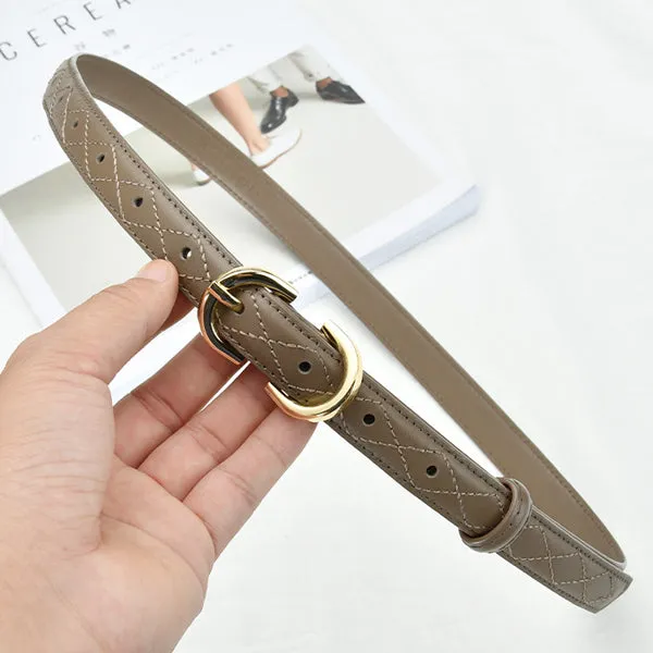 Khaki Women's Korean Style Leather Belts with Gold Buckle 卡其女士韓版金扣皮帶 KCBELT1133