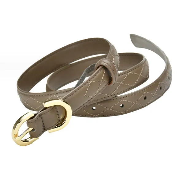 Khaki Women's Korean Style Leather Belts with Gold Buckle 卡其女士韓版金扣皮帶 KCBELT1133
