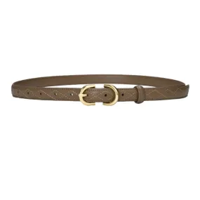 Khaki Women's Korean Style Leather Belts with Gold Buckle 卡其女士韓版金扣皮帶 KCBELT1133