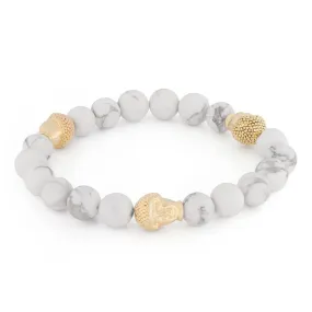 King Ice Howlite White Buddha Beaded Bracelet