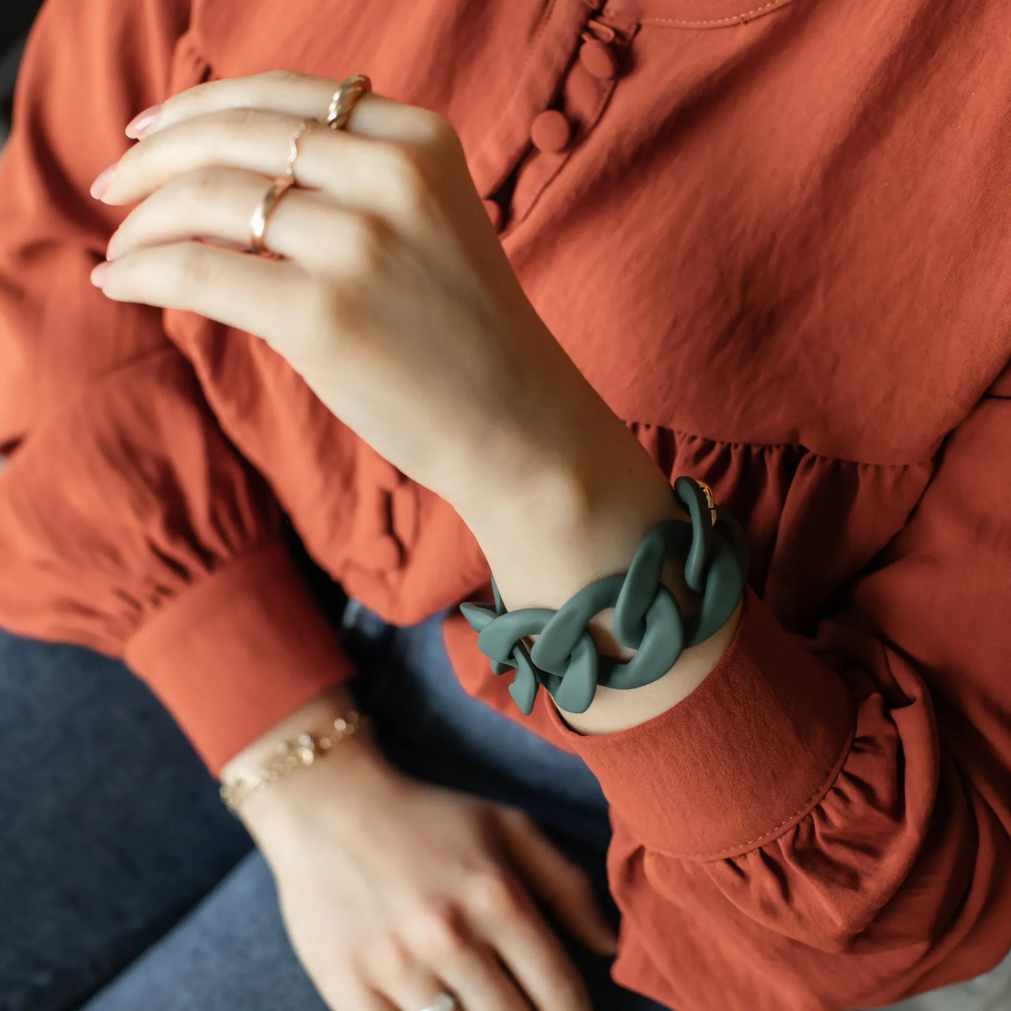 Large White Link Bracelet