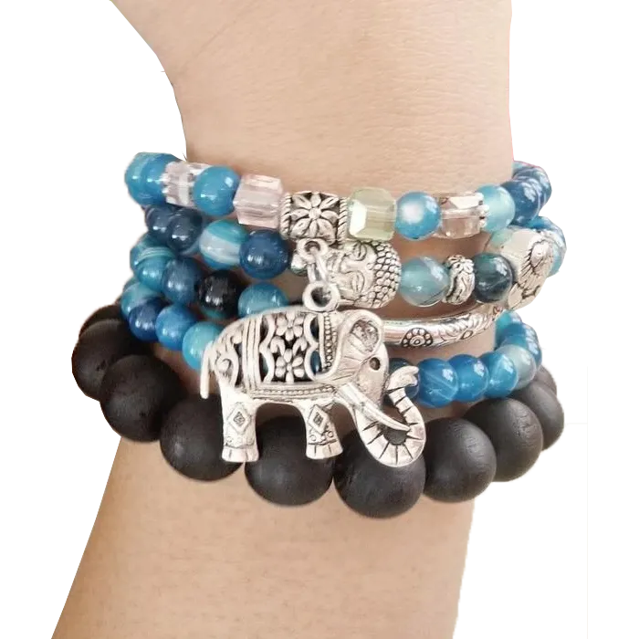 Layered Tourmaline Buddha Bracelet