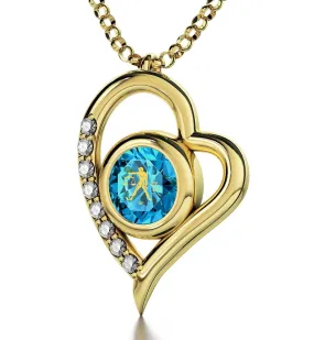 Libra Sign, Sterling Silver Gold Plated (Vermeil) Necklace, Swarovski