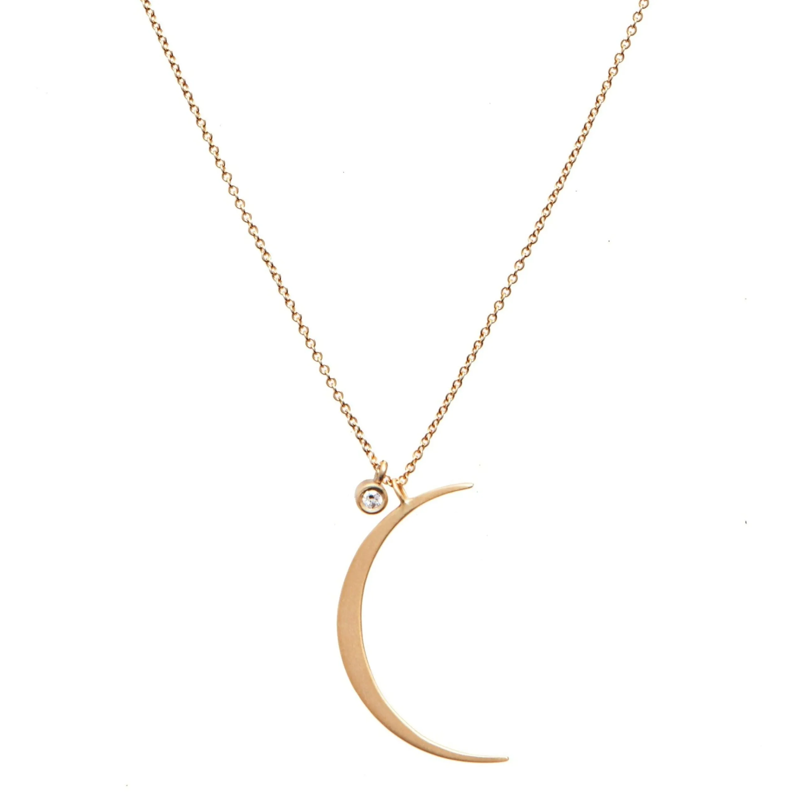 <!--NK914-->crescent moon diamond necklace