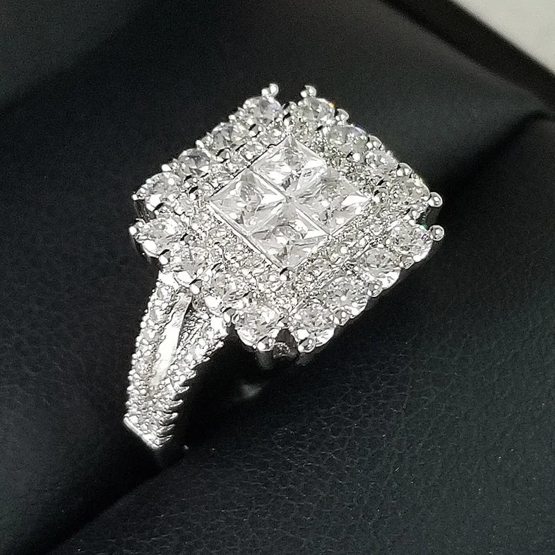 Luxury Round Solid Sterling Silver Anniversary Gift Ring