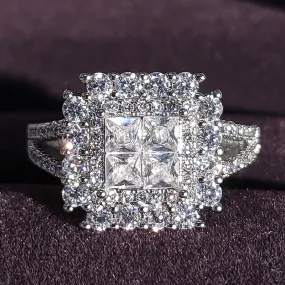 Luxury Round Solid Sterling Silver Anniversary Gift Ring