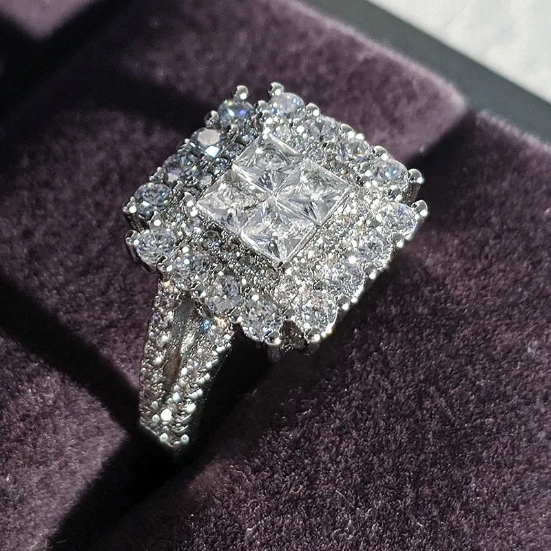 Luxury Round Solid Sterling Silver Anniversary Gift Ring