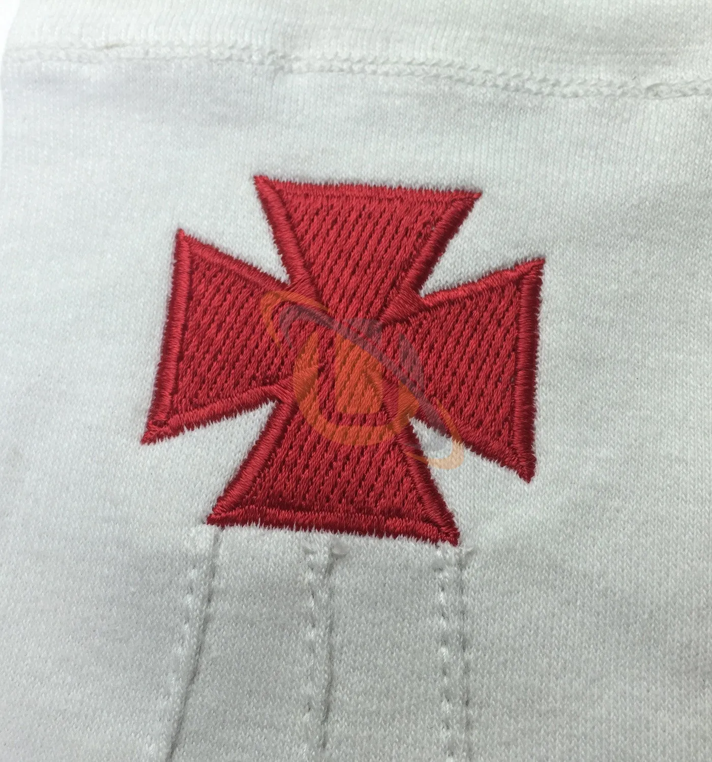 Masonic Knight Templar Red Nordic Cross White Cotton Machine Embroidery Glove