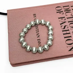 Medium Silver Tone Beaded Bracelet