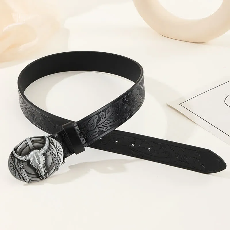 Men's Engraved Mad Bull Leather Belt