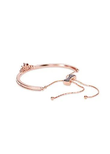 Micro Pave AAA Zirconia Crown and Bowknot Clasp Gold Plated Arch Bracelet