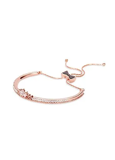 Micro Pave AAA Zirconia Crown and Bowknot Clasp Gold Plated Arch Bracelet