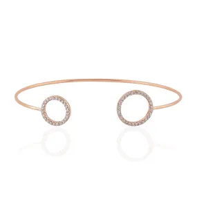 Micro Pave Diamond 18k Rose Gold Delicate Open Cuff Bracelet