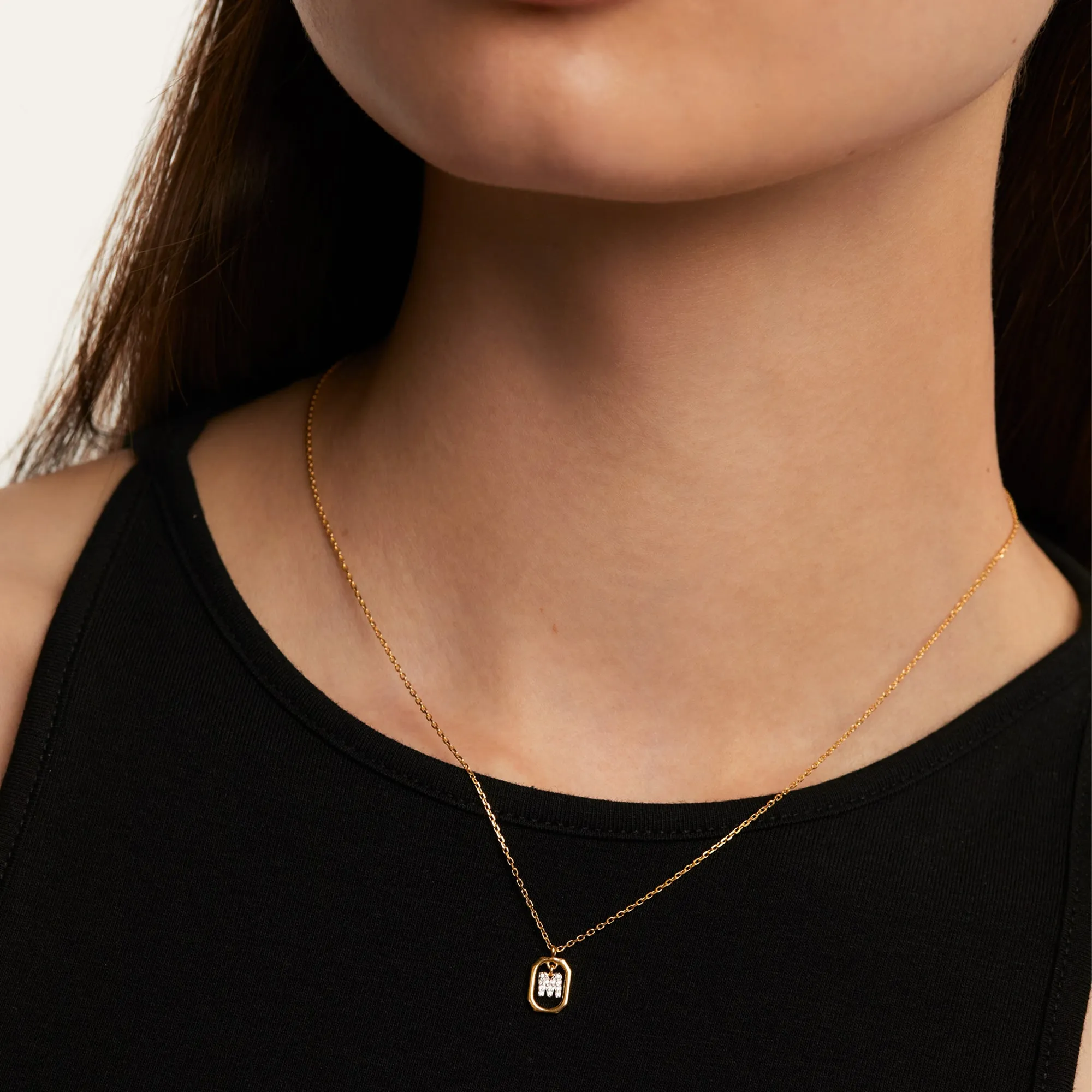 Mini Letter M Gold Necklace