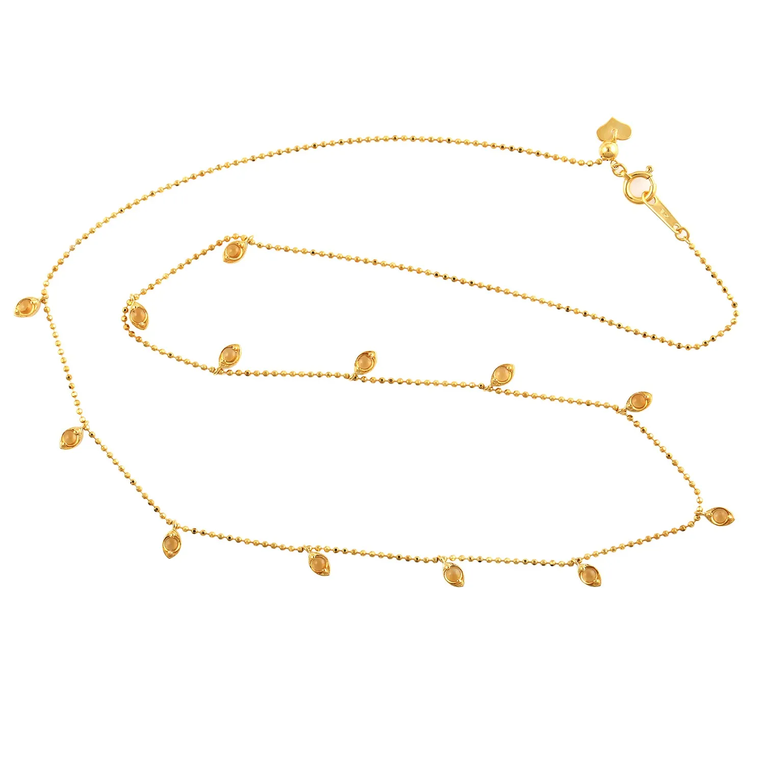 Natural Citrine 18k Yellow Gold Handmade Dainty Necklace For Women