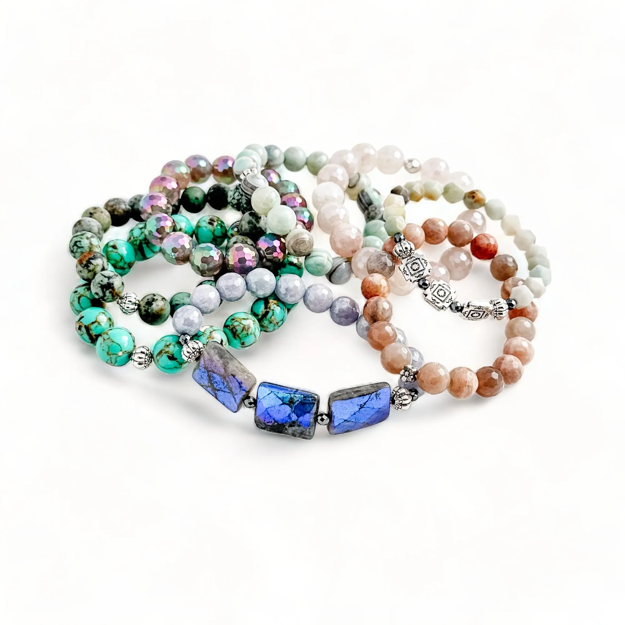 Ocean agate bead stretch bracelet