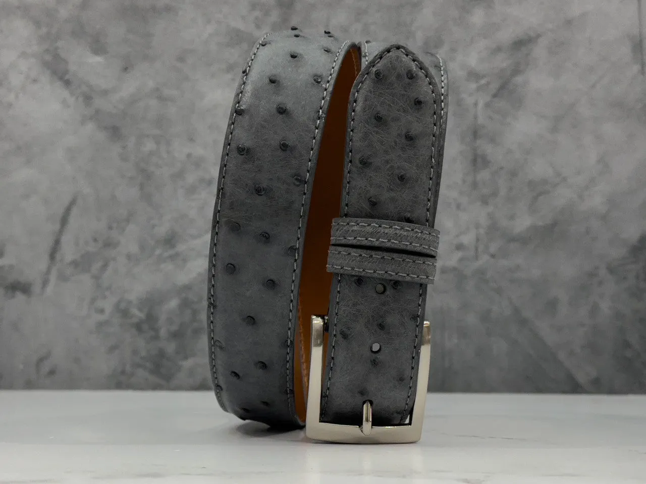 Ostrich Quill Belt: Grey