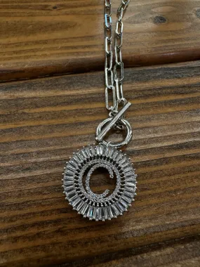 Paperclip Chain Radiant Initial Necklace C
