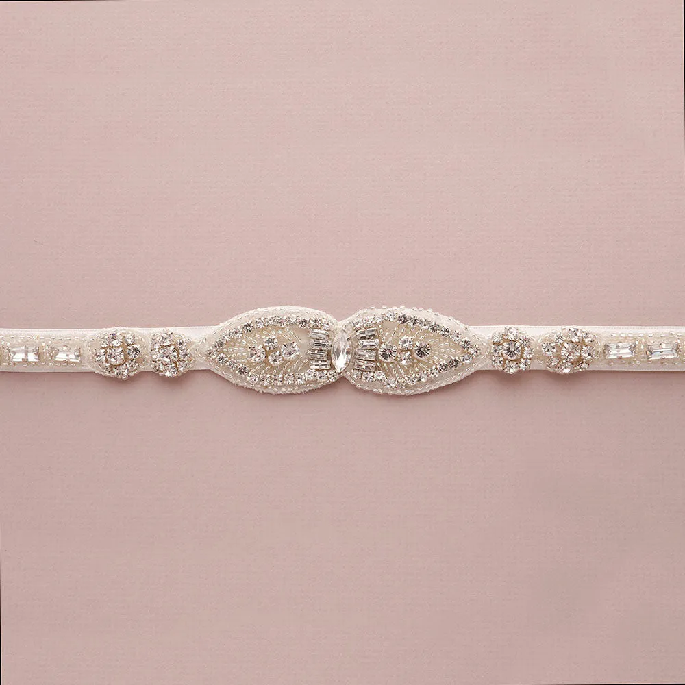 Peony Bridal Belt with Ribbon Ties